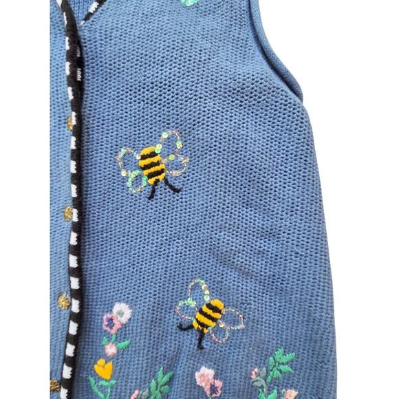 Vintage Quacker Factory Bumble Bee Sequin Embroidered Vest Plus 1X - Picture 9 of 13